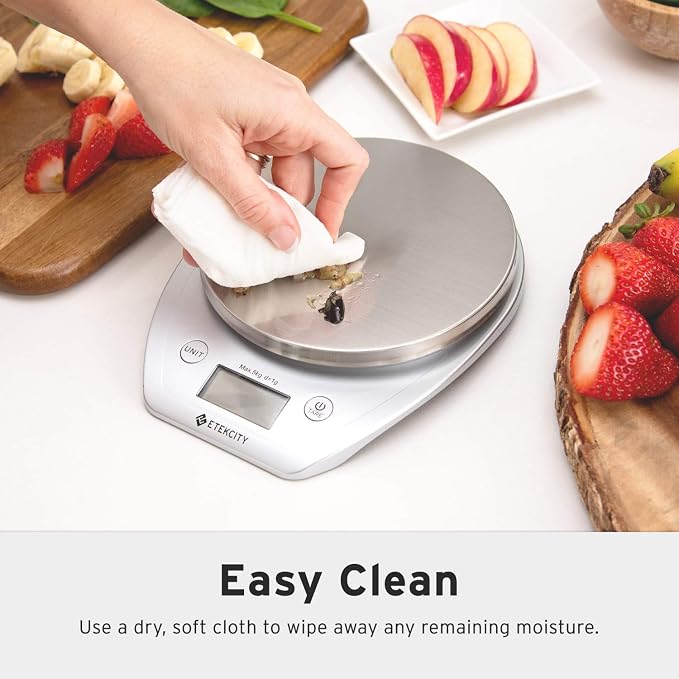 Etekcity Food Kitchen Scale Bowl, Digital Ounces and Grams for Cooking, Baking, Meal Prep, Dieting, and Weight Loss, 11lb/5kg, Silver