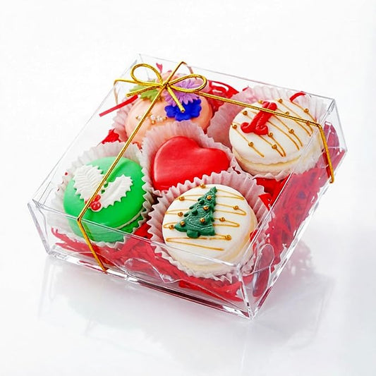 50Pack 5x5x2Inches Clear Bakery Boxes Chocolate Covered Strawberries Boxes for 4 Mini Cake Boxes Cookies Macaron Boxes Pie Boxes Browines boxes