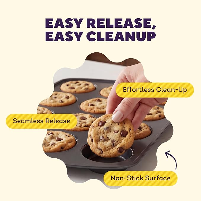 Wilton Gold Non-Stick Muffin Top Pan - Perfect for Muffin Tops, Egg Bites & Mini Layered Cakes - Made without PFAS & Scratch Resistant - 11 x 16 Inch