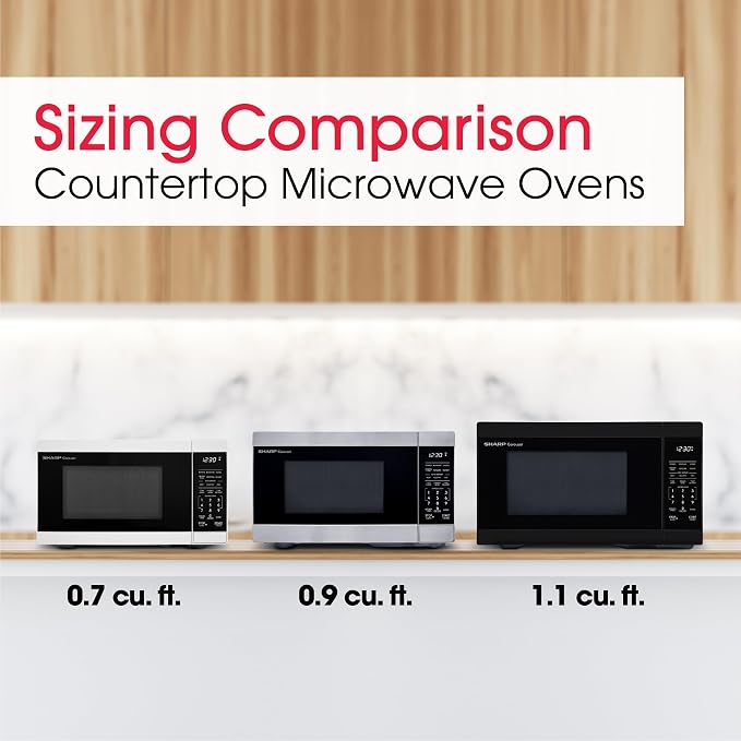 SHARP Compact Countertop Microwave Oven with Removable 10" Carousel Turntable, 700 Watt, 0.7 Cubic Feet, White