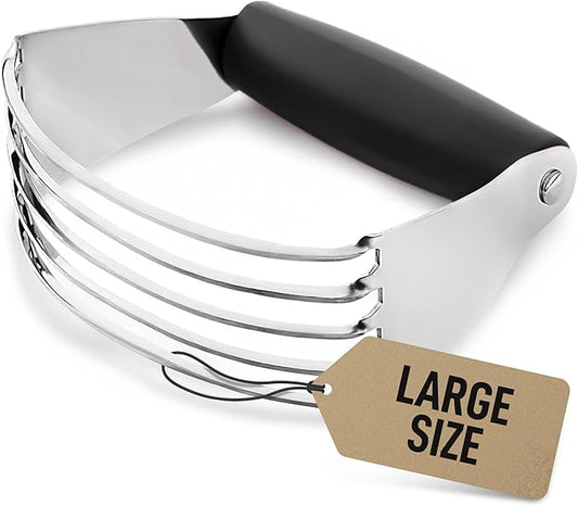 Zulay Kitchen Large 4-Inch Dough Blender Top Professional - Stainless Steel Pastry Cutter, Heavy Duty Dough Cutter With Blades, Pastry Blender And Butter Cutter - Pastry Cutter For Baking (Black)