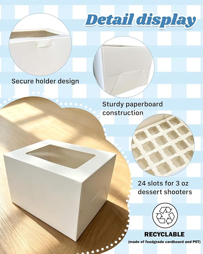 Esvara 6 Pack Cupcake Boxes for 24 Holder 3 Oz - Individual Cupcake Containers with Clear Window, Disposable Cupcake Holder Boxes for Bakery Display, Pastry Storage, Cupcake Carrier & Transport