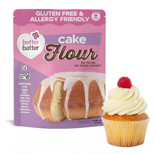 Better Batter Cake Flour - Award Winning Nutritious, Vegan, Allergen Free, Gluten-Free, Carb Rich, & Kosher - Cup for Cup Alternative All-Purpose Baking, Organic, Non-GMO, 4 lb