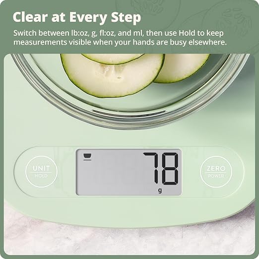Greater Goods Food Scale – Digital Kitchen Scale, 1g Precision, Easy-Tare & Quick Conversion, Slim Compact Design, Durable & Portable | Ideal for Cooking, Baking & Meal Prep (Sage Green)