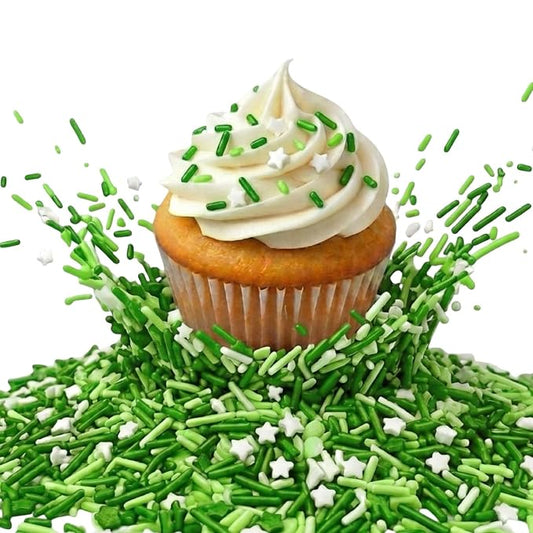 Manvscakes Sprinkles- Edible Cake and Cupcake Jimmies, Baking, Green topping Mix for Cookies, Ice Cream, Cake and Cupcake Decorating