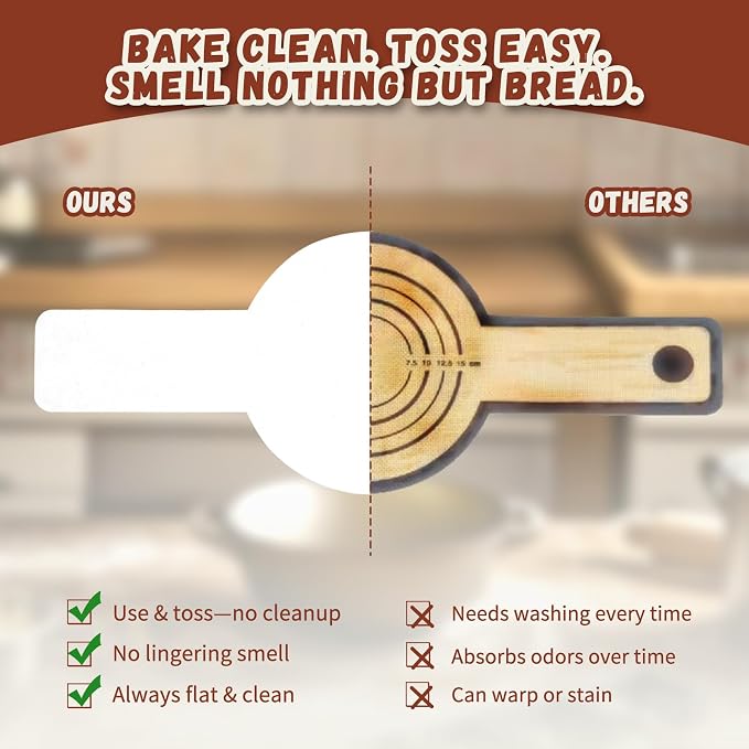 Disposable Parchment Paper for Sourdough Baking, GIGYES Bread Sling for Dutch Oven, 8" Round Parchment Paper with Long Handles for air fryer, Easy-Lift, Non-Stick, Odor-Free, White