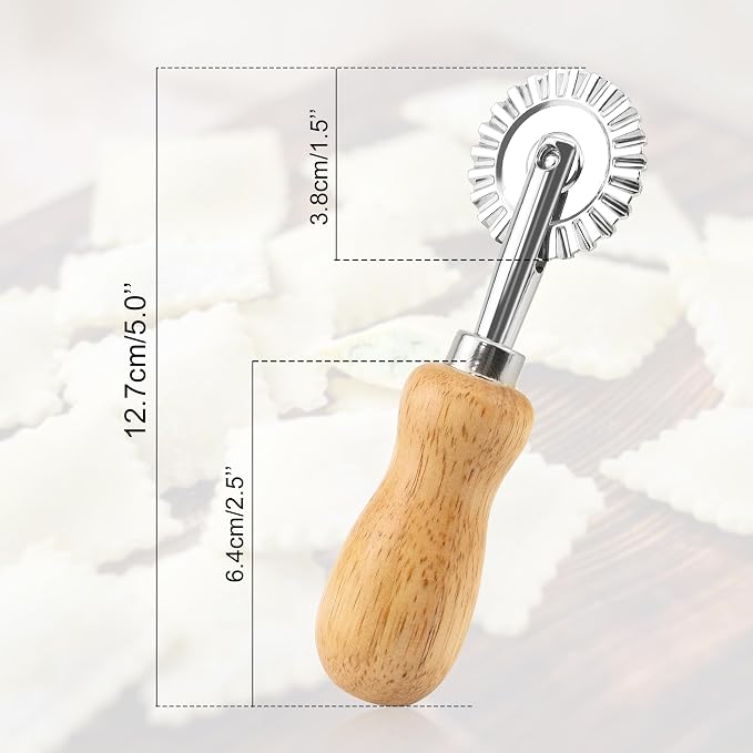 BlingKingdom Fluted Pastry Wheel Cutter, Sturdy Pasta Cutter Wheel Ravioli Crimper Edge Cutter Wheel for Home and Kitchen - 1.5 Inch Diameter