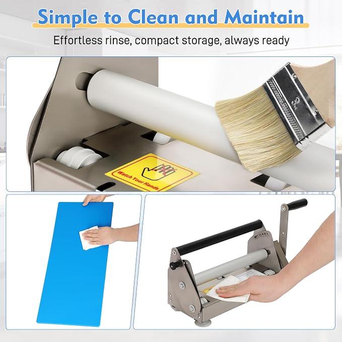 12" Folding Manual Dough Sheeter with 2 Rolling Boards, Adjustable Thickness Dough Rolling Machine, Compact Stainless Steel Dough Sheeter for Pizza, Pastry, Pasta, Fondant, Cookie Dough & Home Baking