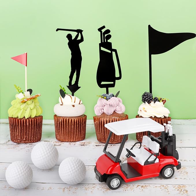 Hooqict 21 Pieces Golf Cake Decorations with Mini Cart, Ball, Clubs, Red Flag Golf Cake Toppers & Cupcake Toppers for Men Sports Themed Birthday Party Decorations Supplies