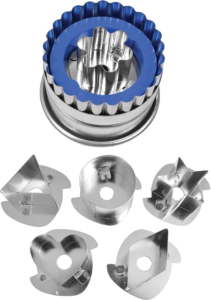 R&M International Traditional Linzer Cookie Cutters, Diamond, Heart, Flower, Triangle, Star, Circle, 6-Piece Set