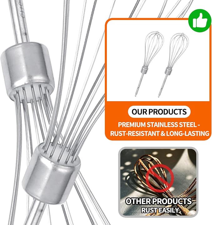 2 Pack Hand Mixer Turbo Beaters Compatible with BLACK and DECKER Electric Hand Held Mixer, Stainless Steel Replacement Parts, Beaters Electric Mixer Parts Accessories
