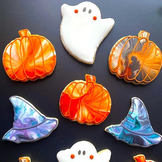 Halloween Cookie Cutters 7Pcs, Bat Pumpkin Magic Hat Cat Cookie Cutter, Sturdy Easy to Clean & Demold Pancake Dough Molds for Halloween Baking