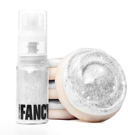 Fancy Sprinkles Diamond White Edible Glitter Spray Pump | Iridescent White Glitter for Drinks, Cocktails & Cake Decorating | Vegan & Gluten Free | Made in USA | 4gm