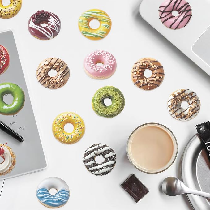 Cute Donut Stickers for Kids Girls, 50PCS Funny Realistic Doughnut PET Transparent Waterproof Stickers for Water Bottles Laptop Phone Scrapbook, Sweet Snack Decals for Donut Lovers