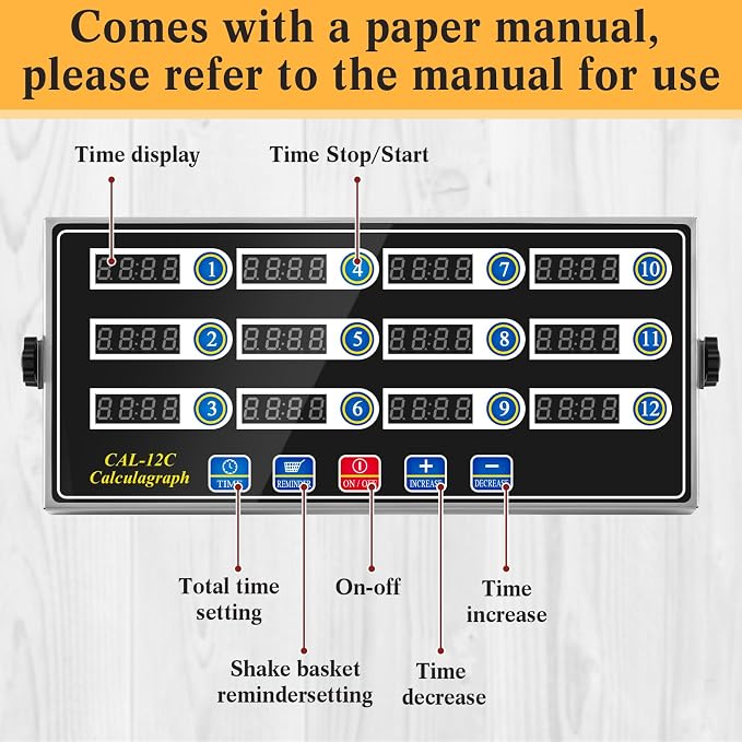 Relaxweex 1 Pack Digital Kitchen Timer, Commercial Cooking Timer with Loud Alarm, Large LCD Display, for Restaurants, Baking, Labs, Multiple Independent Countdown Timers (12 Channel)