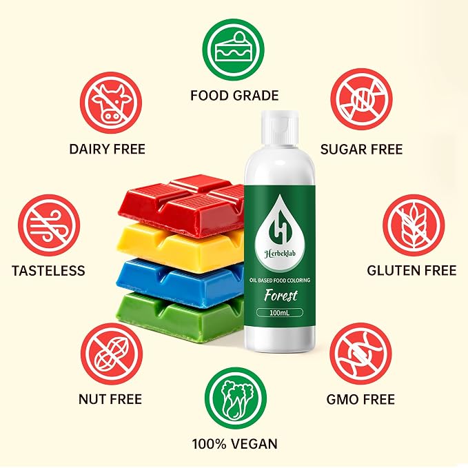 Forest Oil Based Food Coloring for Chocolate – Herbeklab 100ml Professional Concentrated Oil Food Dye for Candy Melts, Chocolate, Cake Pops, Strawberries & Baking