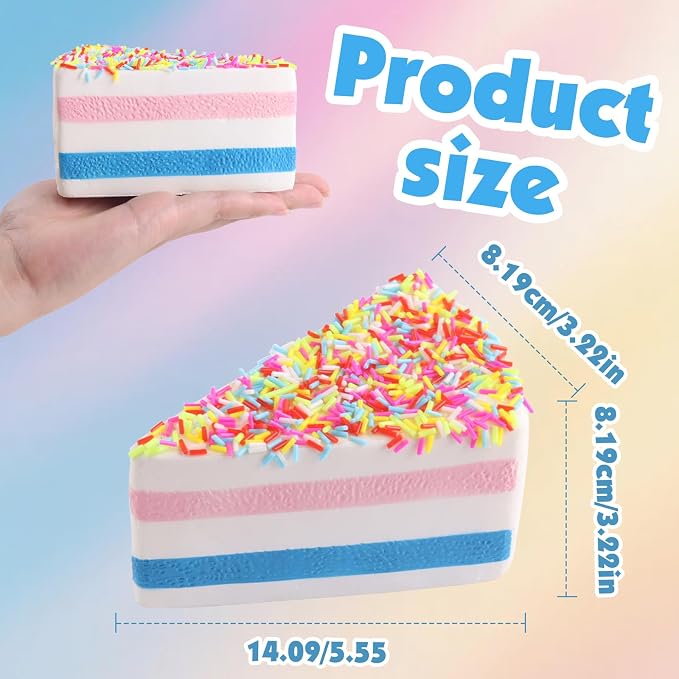 Anboor 4.72" Rainbow Thick Striped Cake Squish Slow Rising Scented Kawaii Fiidget Toy for Kids Adults Autism Birthday Gifts