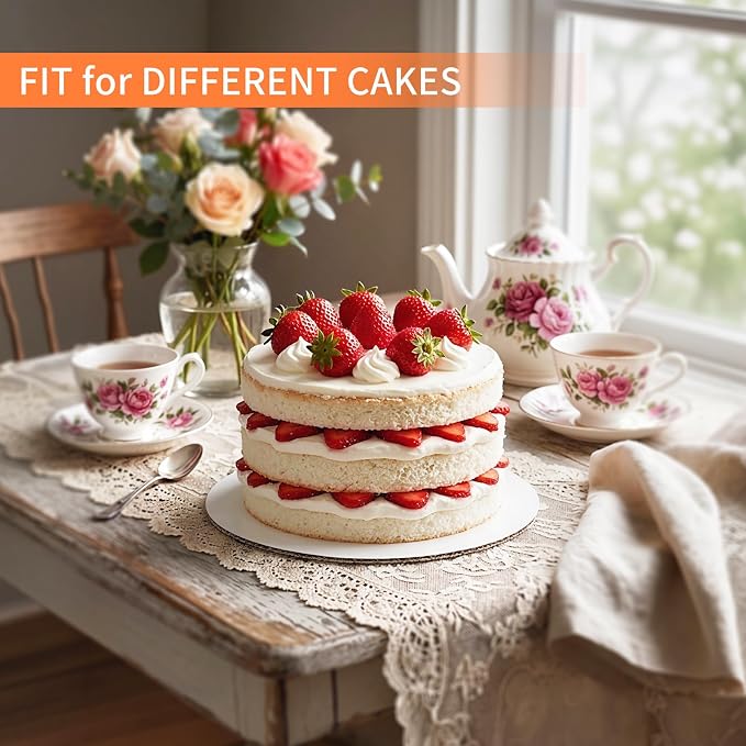 HORLIMER 50 Pack Cake Boards 10 Inch Round, Food-Grade Circle Cardboard Cake Drums Base, White Cake Plates for Birthday, Party, Wedding Display