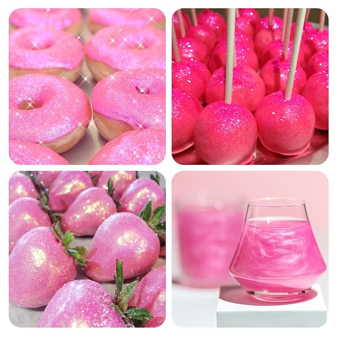 Pink Edible Glitter Spray – Herbeklab 10g Food Grade Edible Shimmer Spray for Cakes, Cookies, Chocolate, Strawberries, Drinks and Cocktails– Upgraded Bottle Design