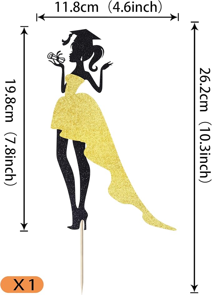 1 Pack 2024 Graduation Cake Topper Graduation Girl Cake Pick with Glitter Diploma Graduation Cap Congrats 2024 Cake Decorations for 2024 Graduation Theme High School Girls Graduate Party Gold