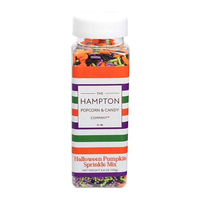 Pumpkins & Green, Purple and Black Sprinkles Mix 4.4 oz, Halloween Sprinkles For Cake Decorating, Baking, Ice Cream & More, The Hampton Candy Company
