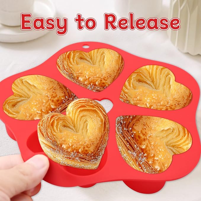 3 Pieces Silicone Air Fryer Muffin Pan Egg Bite Heart Mold for Oven Baking,Mini Muffin Tins Cups Cake Tray for Air Fryer Liners Basket Instant Pot Accessories Baking Muffin Cakes Pancake