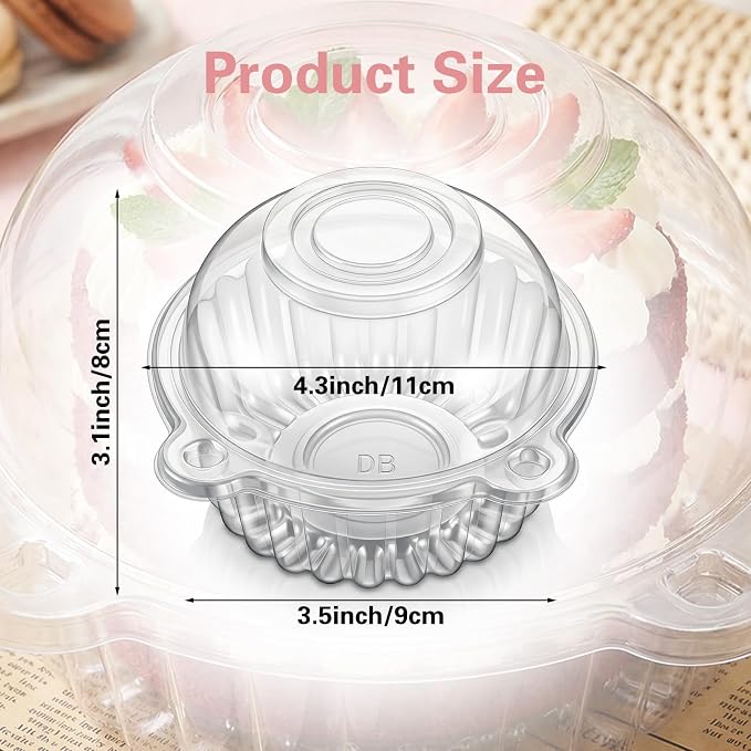 150pcs Individual Cupcake Containers Plastic Cupcake Holder with Lid Cupcakes Carrier Single Cupcakes Container Stackable CupcakeBoxes Deep Muffin Container for Wedding Party Dessert Cheesecake