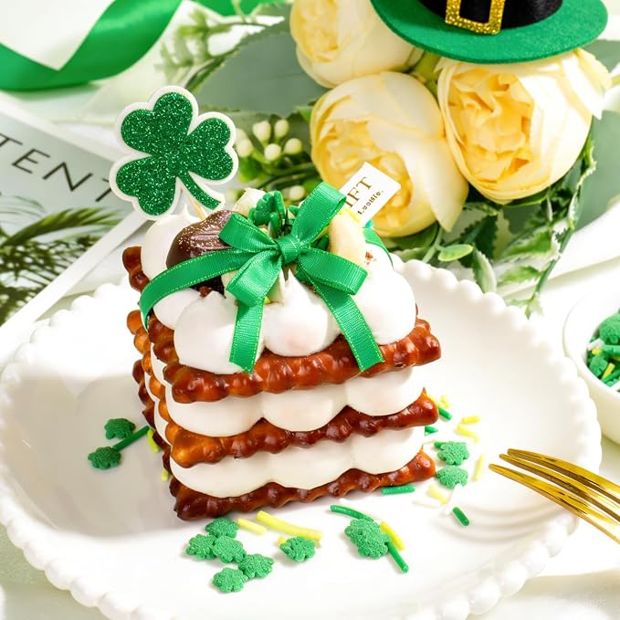Shamrock Sprinkles for Cake Decorating, St Patricks Day Sprinkles Mix Green Jimmies and Shamrock 4oz, Perfect for Cupcake, Cookies, Ice Cream, Donuts Toppings