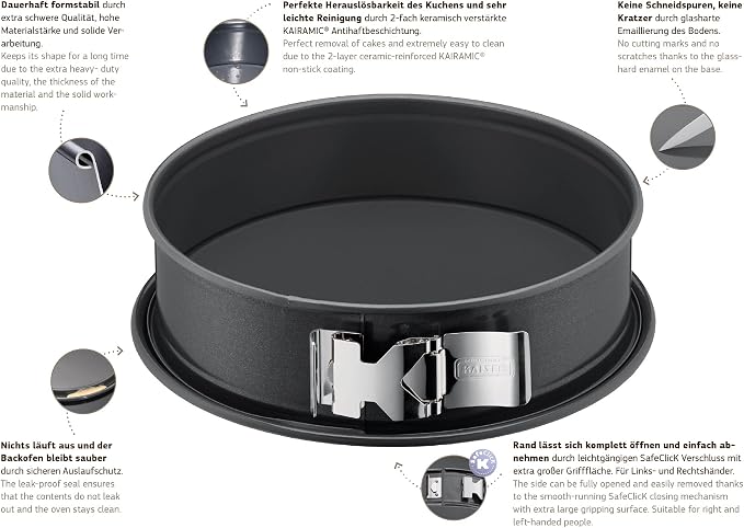Kaiser La Forme Plus springform Cake tin, Diameter 20 cm, Non-Stick Coating Kai Ramic Cut-Resistant, Leak Proof.