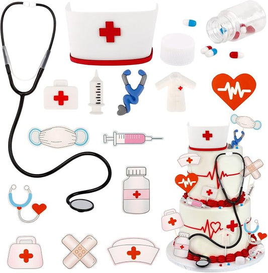 27PCS Nurse Cake Topper Nursing Graduation Decorations Nurse Party Decorations Graduation Cake Topper for Rn Theme Party Doctor Nursing Graduations Party Supplies Decor