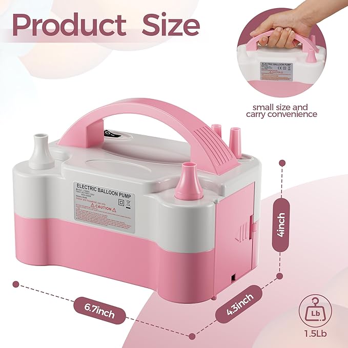 Balloon Pump - Electric Dual Nozzle Air Pump for Balloon, Portable Balloon Blower Save Time and Effort, Balloon Inflator for Parties and Decorations - 110V-120V, 600W