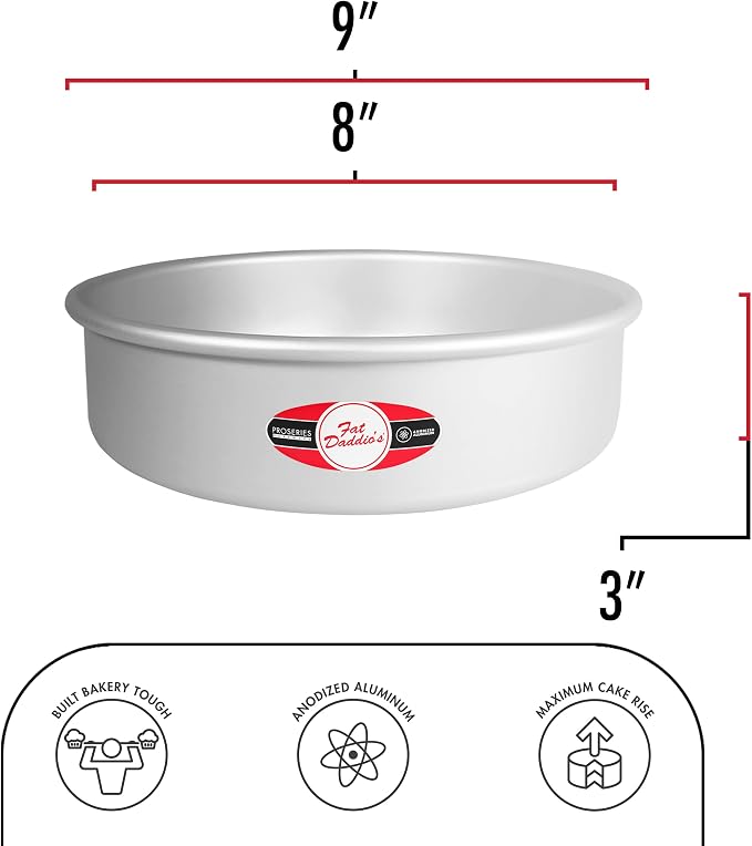 Fat Daddio's PCC-83 Anodized Aluminum Round Cheesecake Pan, 8 x 3 Inch