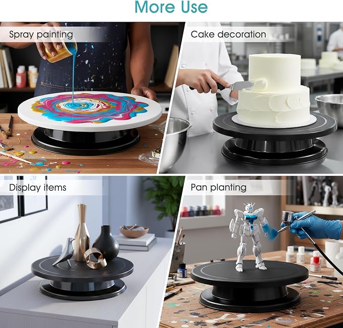 11 Inch Cake Stand, Rotating Cake Turntable for Decorating, Display & Baking, Smooth Revolving Spinner Stand