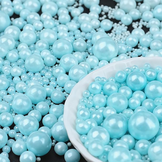 Blue Pearl Sprinkles for Cake Decorating, 6 Sizes Mix 4.6 oz Edible Pearls Sugar Cake Sprinkles for Ice Cream Baking Cupcake Cookies Dessert