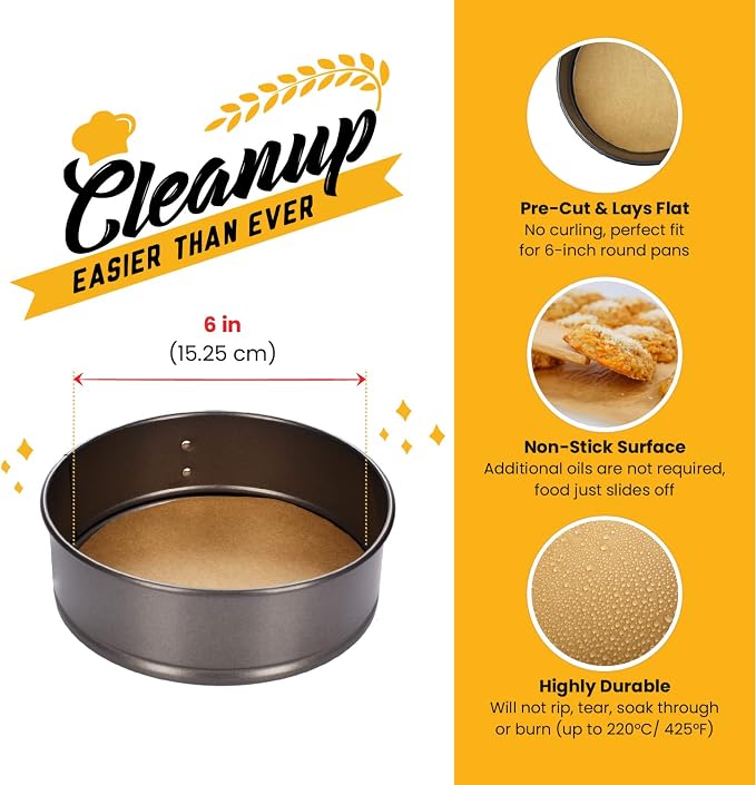 Baker's Signature Springform Pan Set of 3 (4, 7, 9 Inch) with Removable Bottom & Leakproof Design + 220 Pcs 6” & 220 Pcs 9” Parchment Paper Rounds – Nonstick Cheesecake Baking Set
