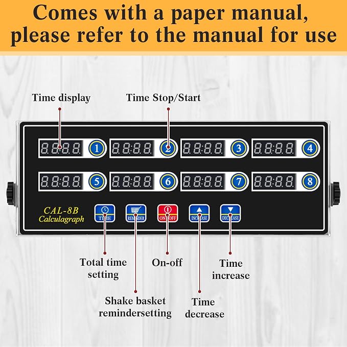Relaxweex 1 Pack Digital Kitchen Timer, Commercial Cooking Timer with Loud Alarm, Large LCD Display, for Restaurants, Baking, Labs, Multiple Independent Countdown Timers (8 Channel)