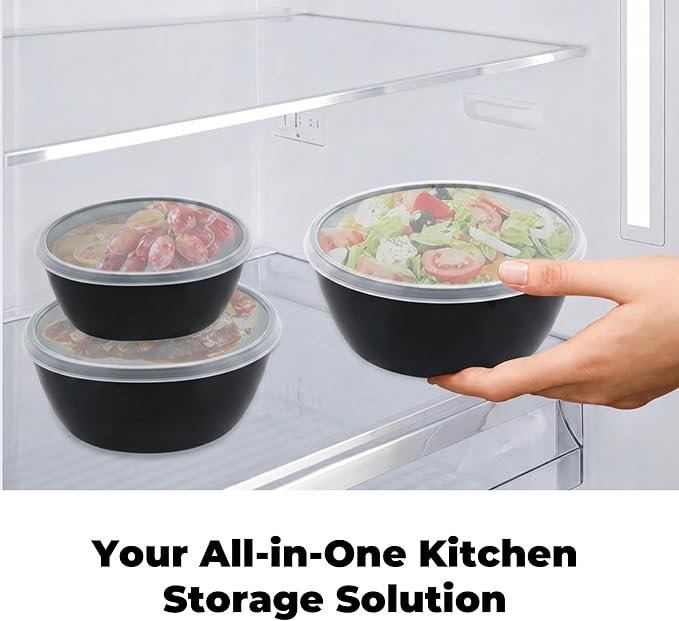 ZHANG XIAO QUAN SINCE 1628 Food Storage Containers Set of 4, PP5 Plastic Fresh-Keeping Container BPA Free, Airtight Lids, Microwave and Freezer Safe, BLACK