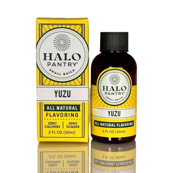 Natural YUZU Flavoring Extract by HALO PANTRY (2oz bottle) | Water-Soluble, Dye-Free/Colorless, Gluten-Free, Dairy Free, Zero Sugars, NO Sweeteners, NO Calories | Perfect for customizing ANY baking, candy, dessert or drink recipes