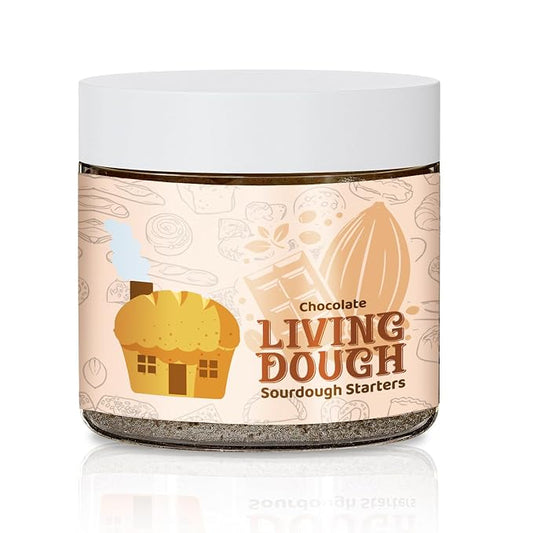 Living Dough - Chocolate Whole Wheat Sourdough Starter - Active & Live Cocoa Organic Sourdough Starter for Baking - For Artisan Bread, Sweet Rolls, Brownies, and More