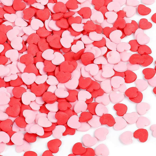 Pink & Red Heart Sprinkles for Cake Decorating, Valentines Sprinkles for Baking, Edible Heart Shaped Confetti for Cookies, Cupcakes & Ice Cream