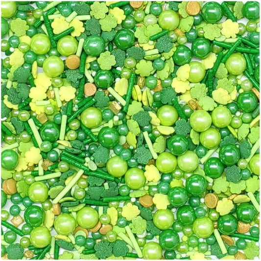 Edible Green Leaf Sprinkles for Cake Decorating, St Patrick's Day Green Sprinkle Baking Cake Cupcake Toppers Cookie Ice Cream Donut Decoration 95g/3.35oz