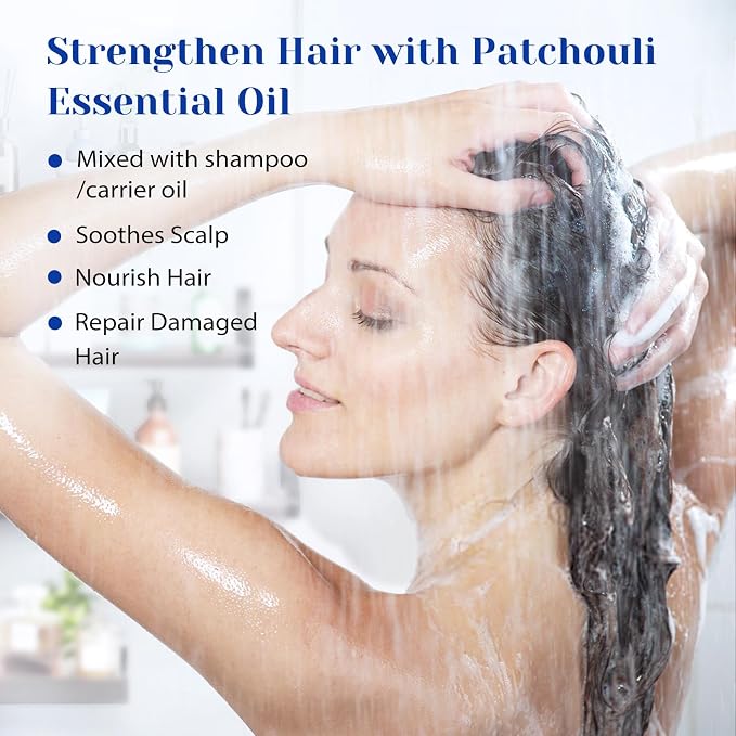 HIQILI Patchouli Essential Oil, for Homemade Perfume, Sooth Skin, Nourish Hair at Home with Diffuser, Gift for Hippie Friend - 3.38 Fl Oz