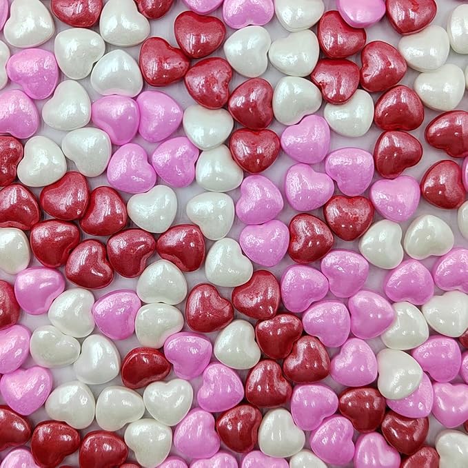 Red Pink and White Heart Valentine Sprinkles, Edible Heart Cake Decorating, Baking Cake Decorations Cupcake Toppers Cookie Decorating, Wedding Party Chirstmas Supplies