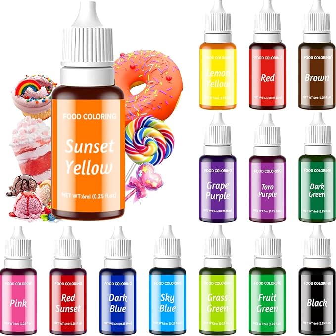 Food Coloring Liquid Set - KATSPRO 14 Colors Food Grade Concentrated Food Coloring for Baking Icing Cake Decorating Cookie Fondant, Food Color Dye for Easter Egg and DIY Supplies Kit