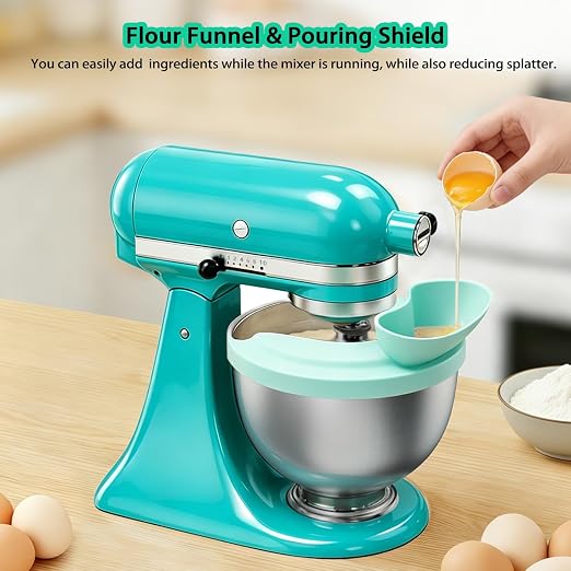Silicone Flour Funnel with Pouring Shield for KitchenAid 4.5-5QT Mixer