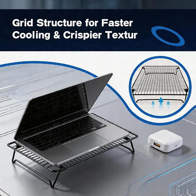 2-Pack Cooling Racks for Cooking and Baking, Wire Cookie Cooling Rack for Baking, Non-Stick Cookie Racks Cooling