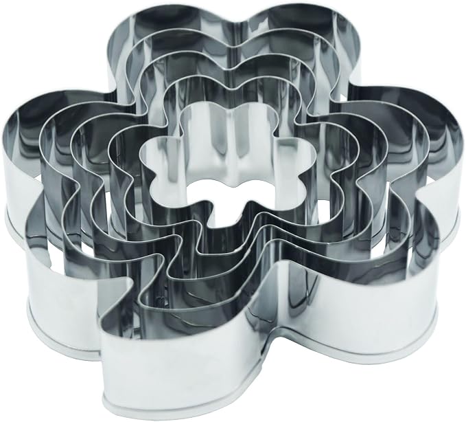 Clover Cookie Cutters Set, 5 PCS Set St. Patrick's Day Shamrock Shaped Stainless Steel Molds for Cookies,Biscuit,Vegetable,Fruit,Baking Pastries Doughs