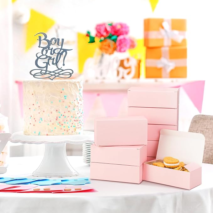 FillTouch 36 Pcs Pink Bakery Boxes 5.5 x 2.76 x 1.77 Inch Cookie Boxes Pastry Box for Cupcakes, Desserts, Cookies, Candies Donuts Cookie Containers for Party Favor and Gifts