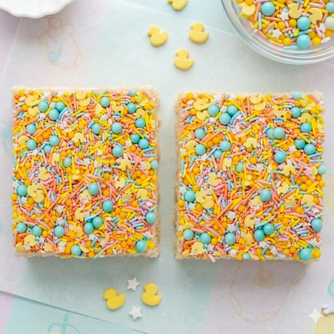 Oasis Supply Baby Shower Sprinkles & Sugar Shapes – Edible Decorations for Cakes, Cupcakes, and Cookies – Gender Reveal, Boy, Girl, and Neutral Party Baking Decorations - Ducky Mix - Assorted