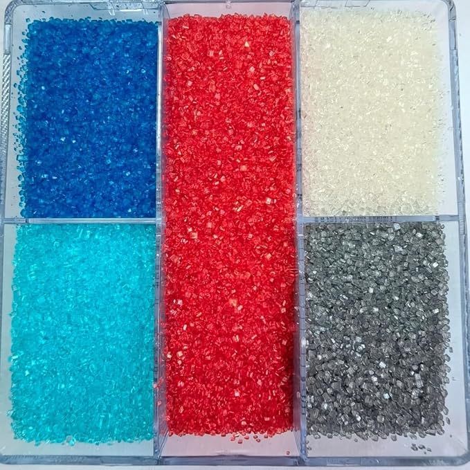 HeDeon&Rles Edible Patriotic Sanding Sugar Sprinkles Red White Blue SkyBlue Silver 100g/3.52oz Sparkling Sugar Crystals for Baking Cake Cupcake Cookie Icing Top Birthday Wedding Independence Day Halloween Christmas Cake Decoration